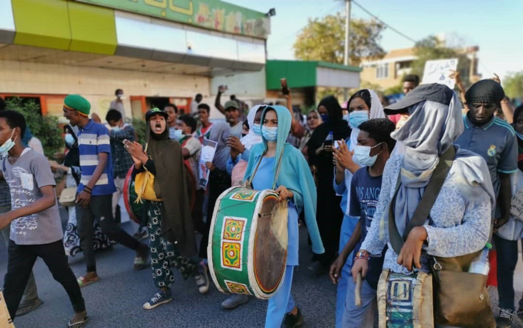 Women leading processions against the military coup in Bahri City, Sudan, November 2021.